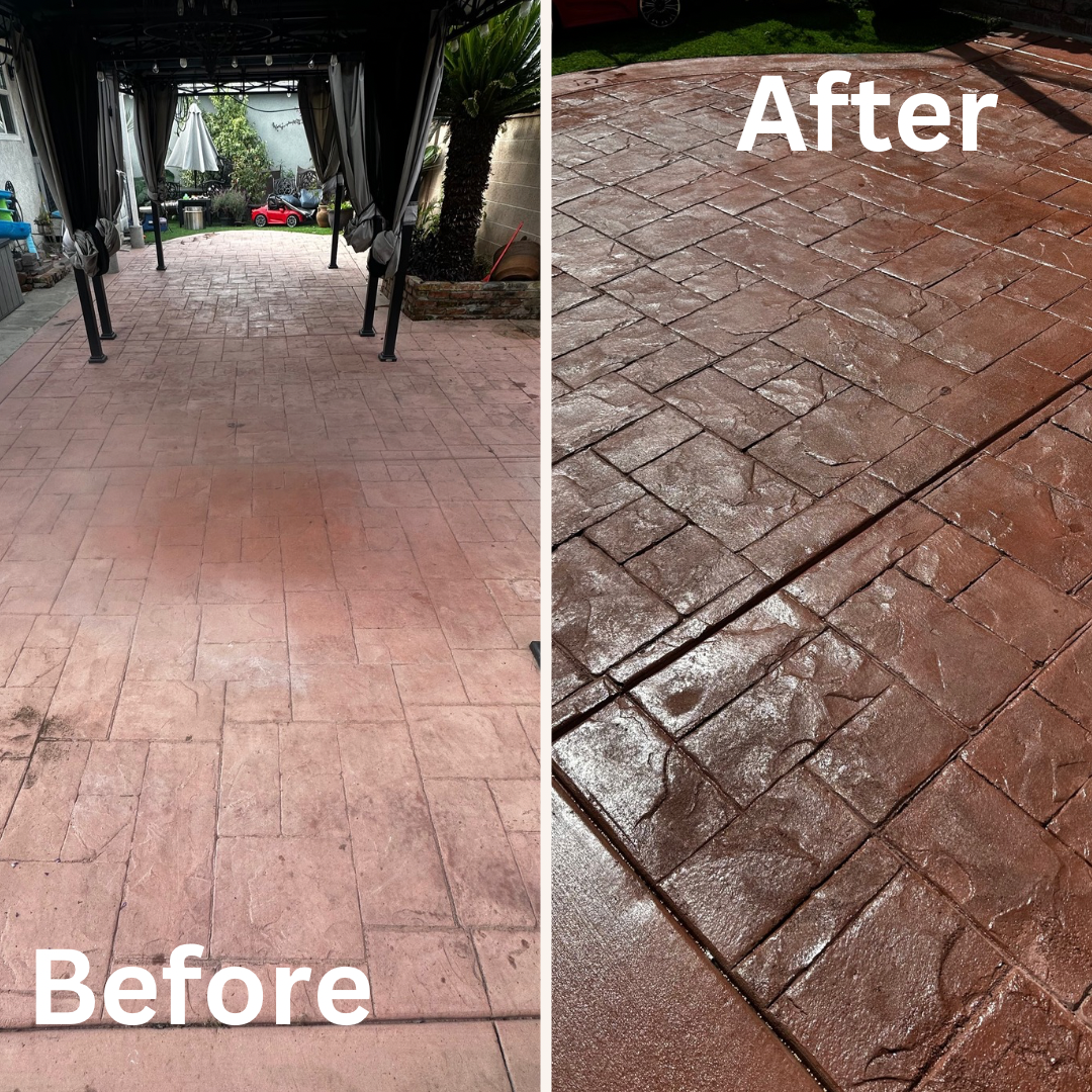 Power Washing and Sealed Stamped Concrete Project In Torrance, CA Thumbnail